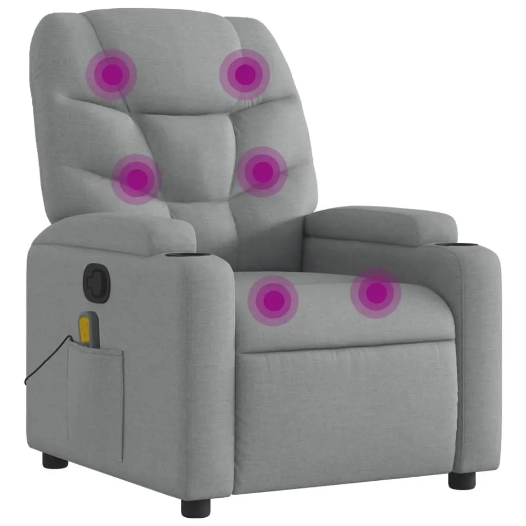 Massage Recliner Chair Light Gray Fabric Relaxation Chair