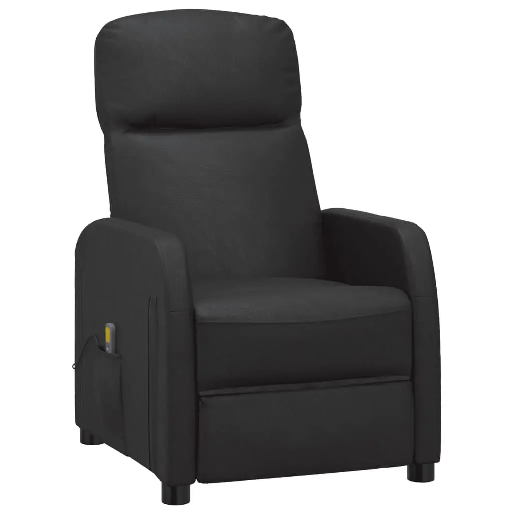 Massage Reclining Chair Black Faux Leather Living Room Furniture
