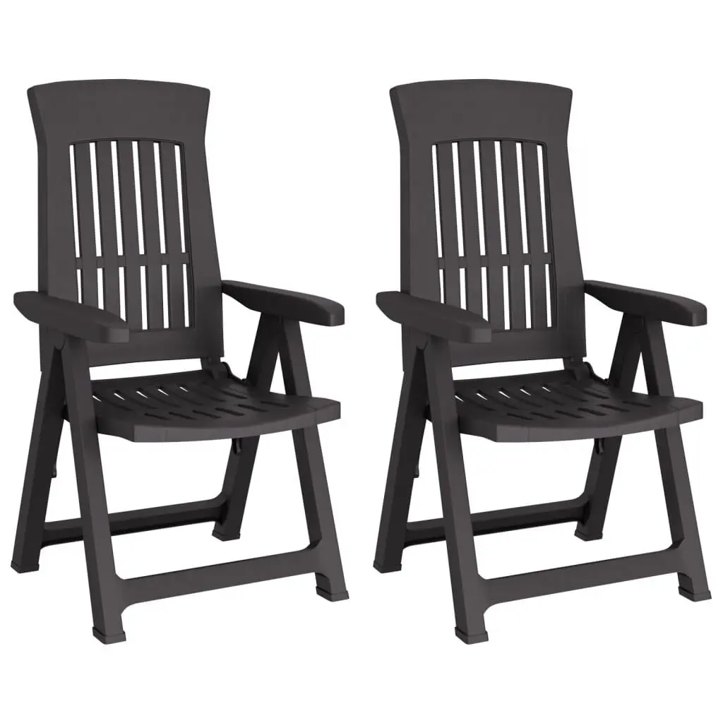 Patio Reclining Chairs 2 Pack Anthracite PP Outdoor Lounge Chairs