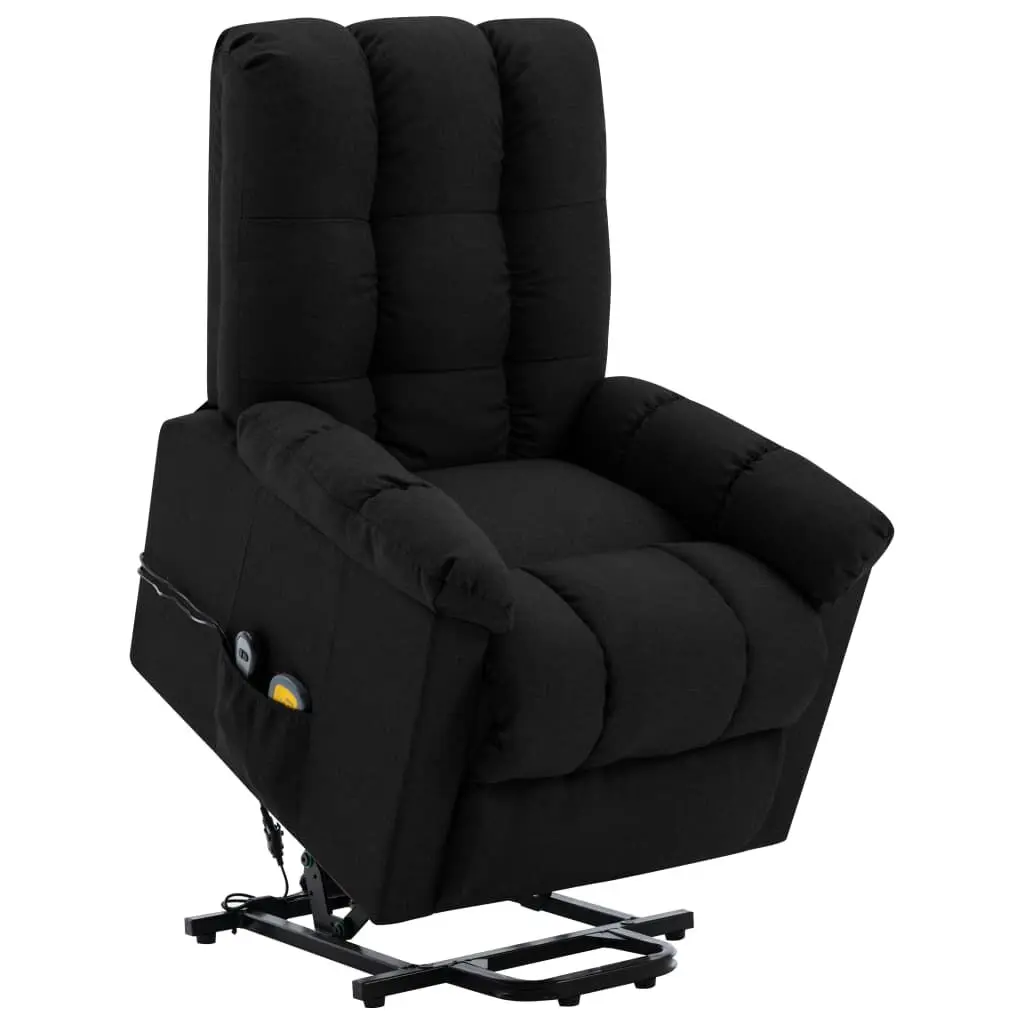 Power Lift Massage Recliner Black Fabric Electric Chair