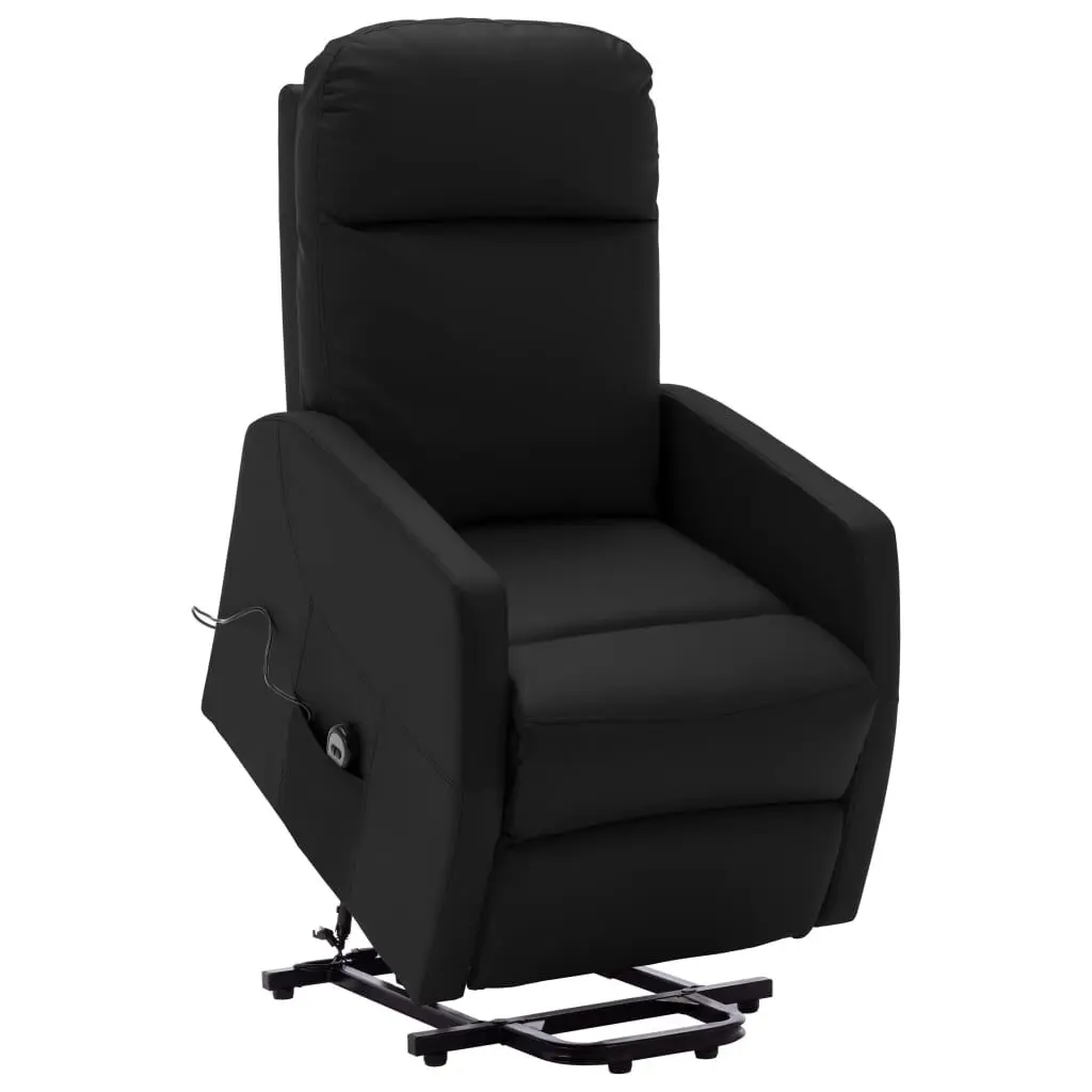 Power Lift Massage Recliner Black Faux Leather Comfort Chair
