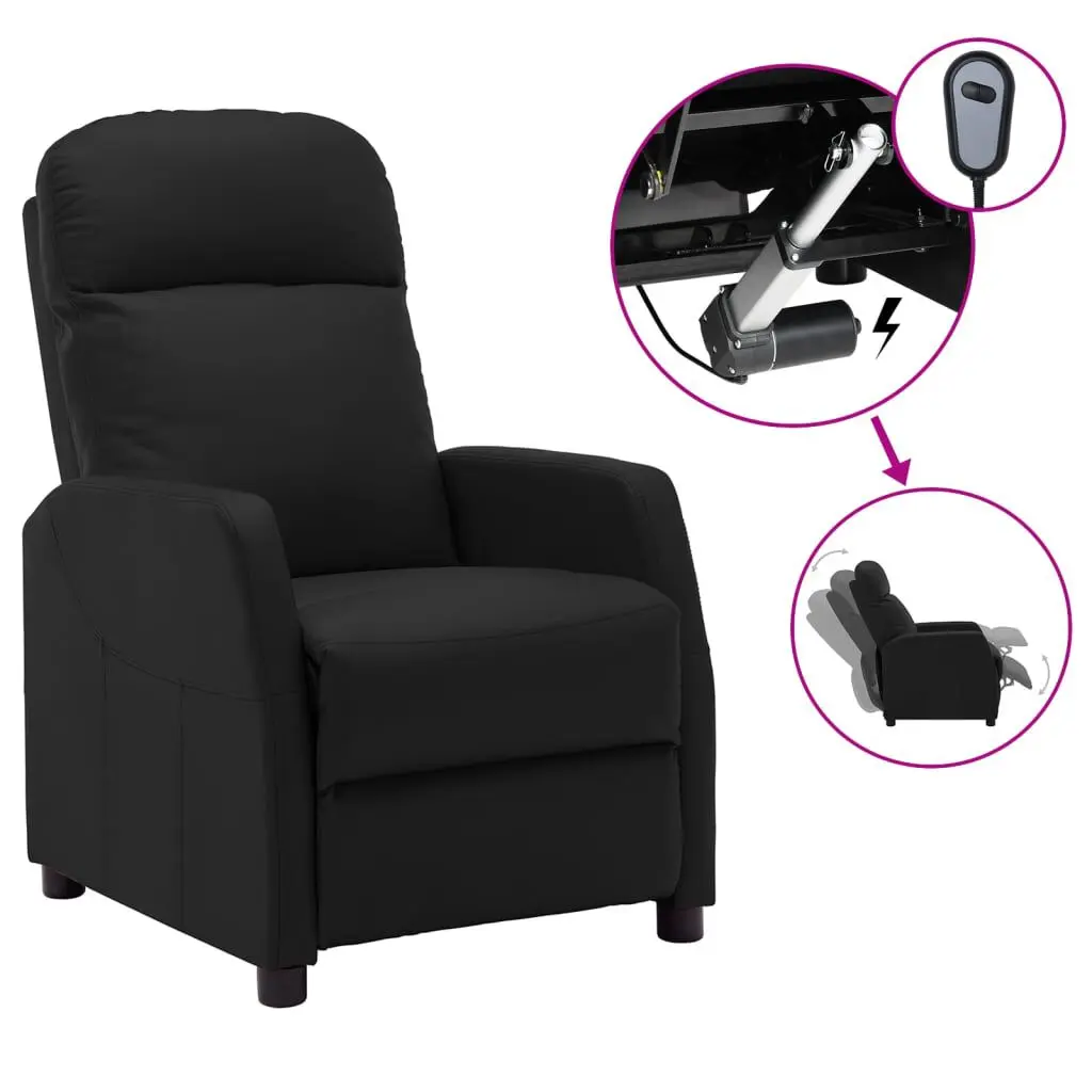 Recliner Black Faux Leather Comfortable Living Room Chair