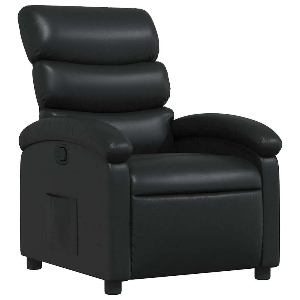 Recliner Chair Black Faux Leather Living Room Furniture