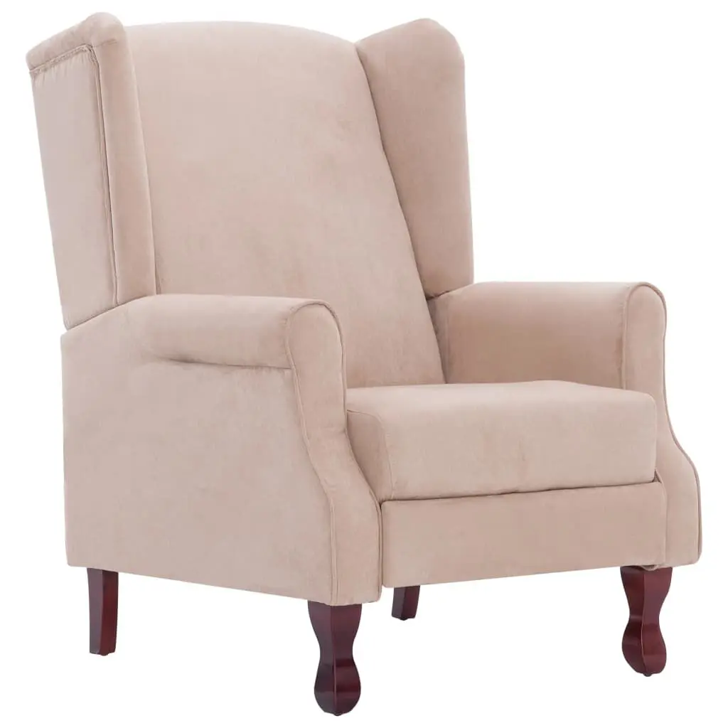 Recliner Chair Cream Fabric Adjustable Living Room Armchair