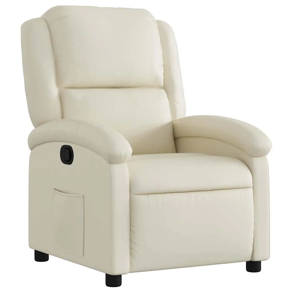 Recliner Chair Cream Faux Leather Comfortable Lounge Chair