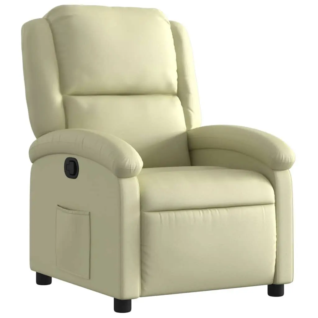 Recliner Chair Cream Real Leather Living Room Furniture Footrest