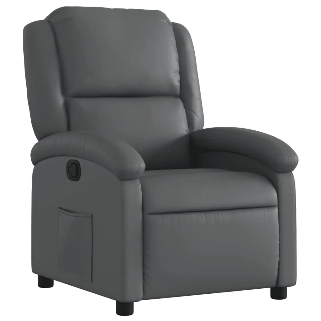 Recliner Chair Gray Faux Leather Adjustable Living Room Lounge Chair