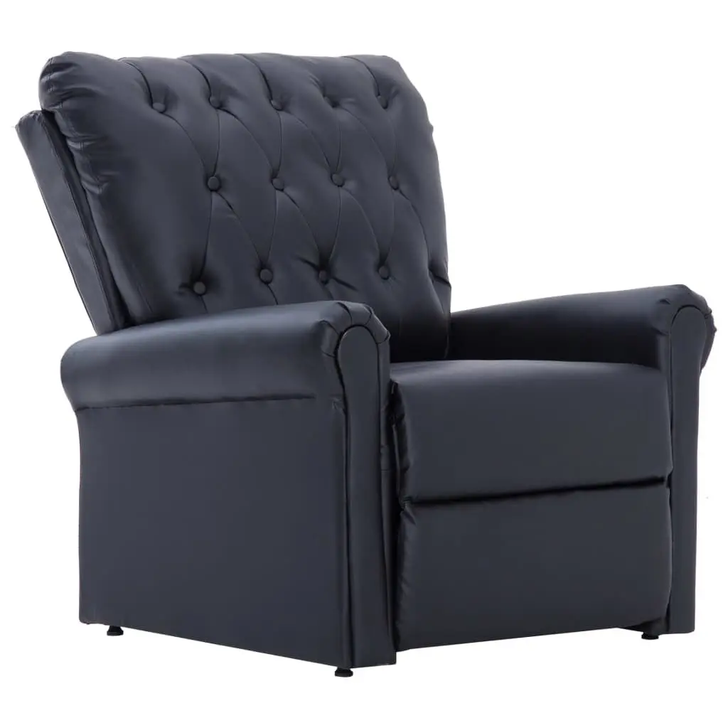 Reclining Chair Black Faux Leather Comfortable Lounge Chair
