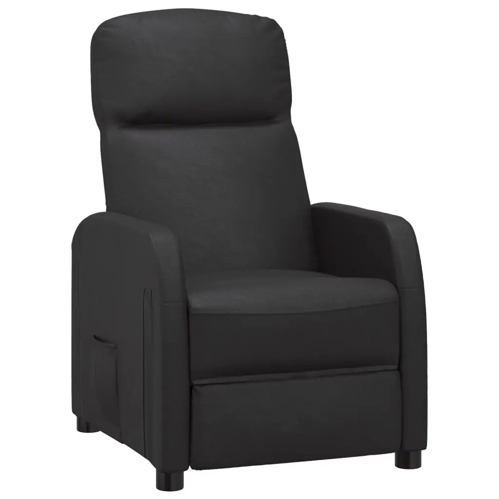 Reclining Chair Black Faux Leather Indoor Outdoor Lounge Chair