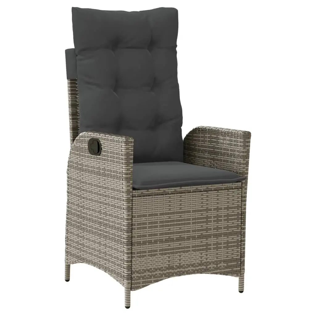 Reclining Patio Chair Cushions Gray Poly Rattan Outdoor Relaxation