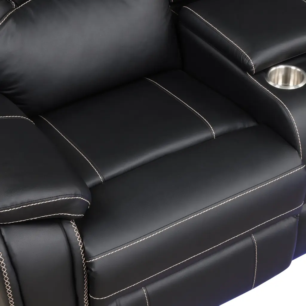 Modern Faux Leather Manual Recliner Center Console LED Lights rnb