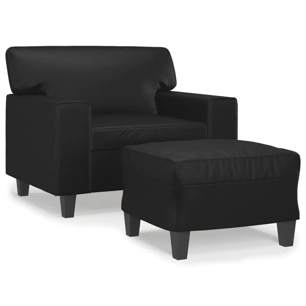 Sofa Chair Footstool Black 23.6 Inch Faux Leather Recliner