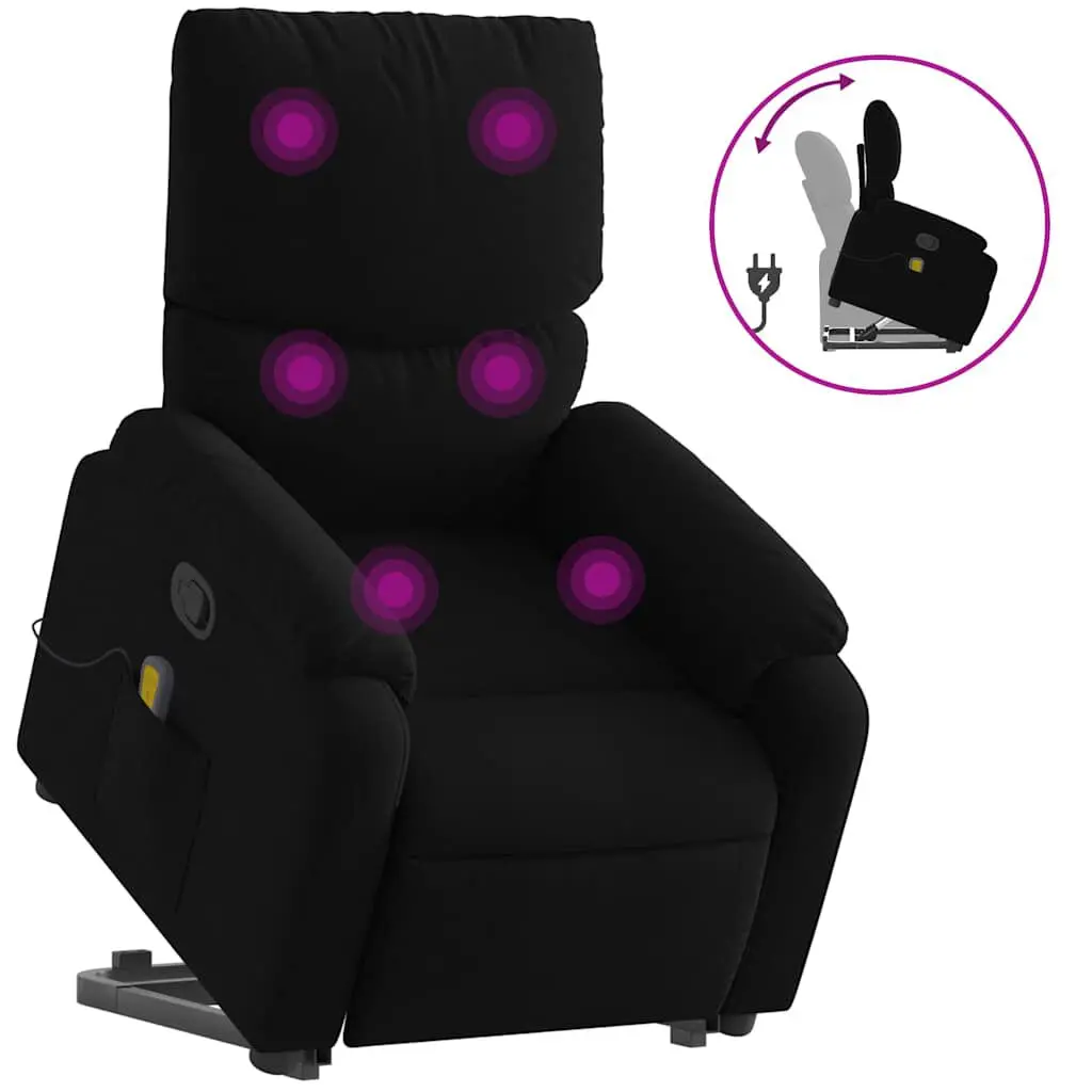 Stand Up Massage Recliner Chair Black Fabric