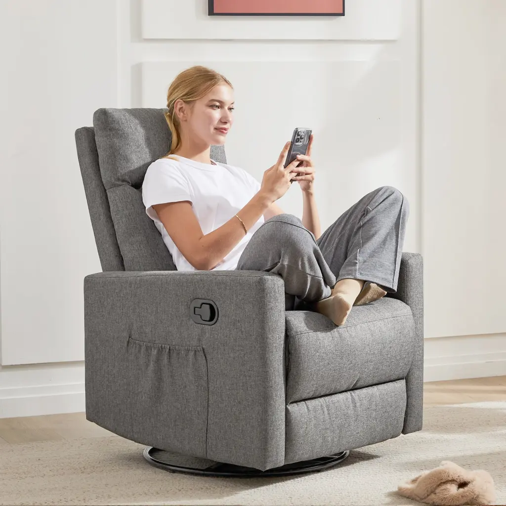 Manual Recliner Chair Winsupport Single Sofa Grey Material w2201