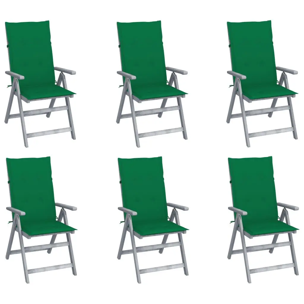 6-Piece Patio Reclining Chairs Cushions Solid Acacia Wood Outdoor Lounge Set