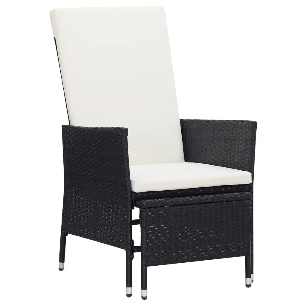 Black Poly Rattan Reclining Patio Chair Cushions Outdoor Furniture