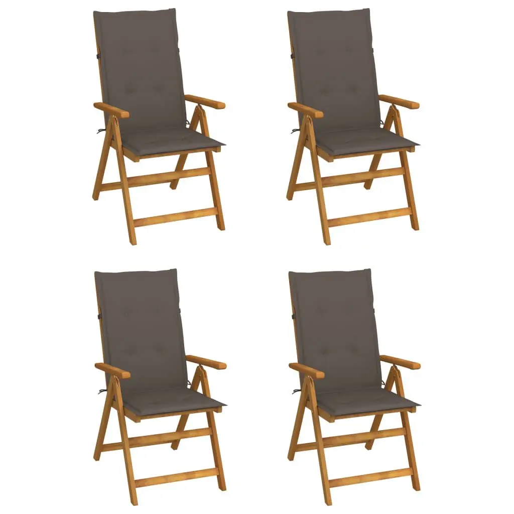 Patio Reclining Chairs 4 pcs Cushions Solid Acacia Wood Outdoor Set