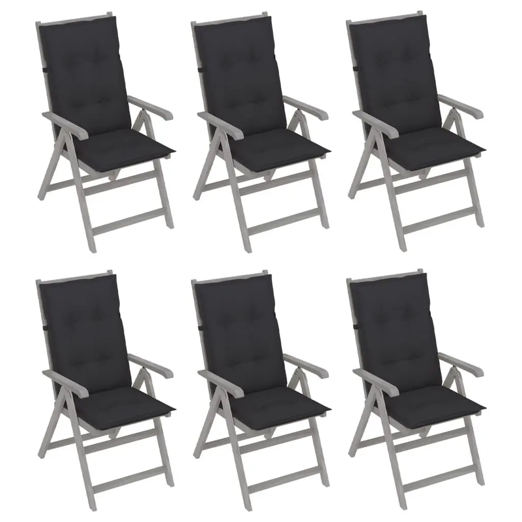 Patio Reclining Chairs 6 Piece Set Cushions Solid Acacia Wood Outdoor Lounge