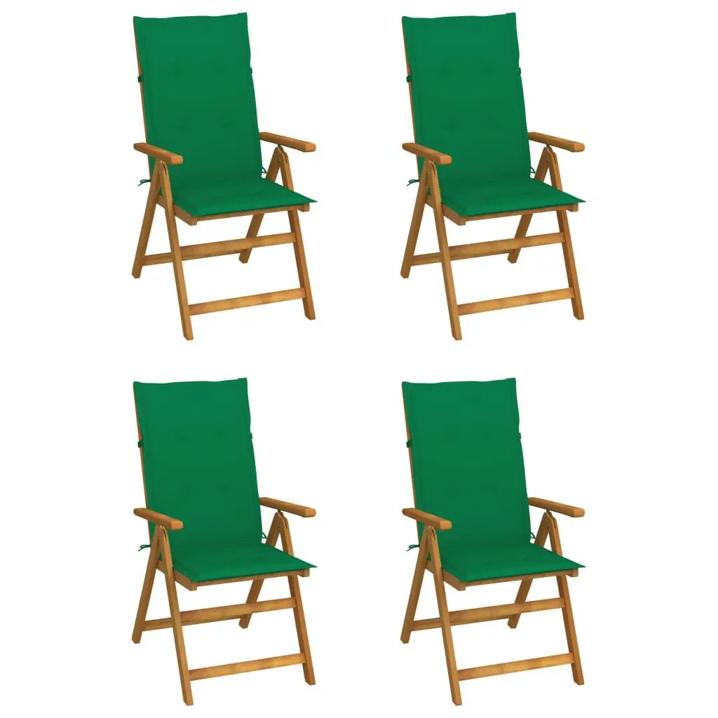 4 Piece Patio Reclining Chairs Cushions Solid Acacia Wood Outdoor Furniture