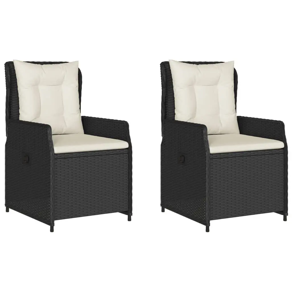 Reclining Patio Chairs 2 pcs Black Poly Rattan Outdoor Furniture