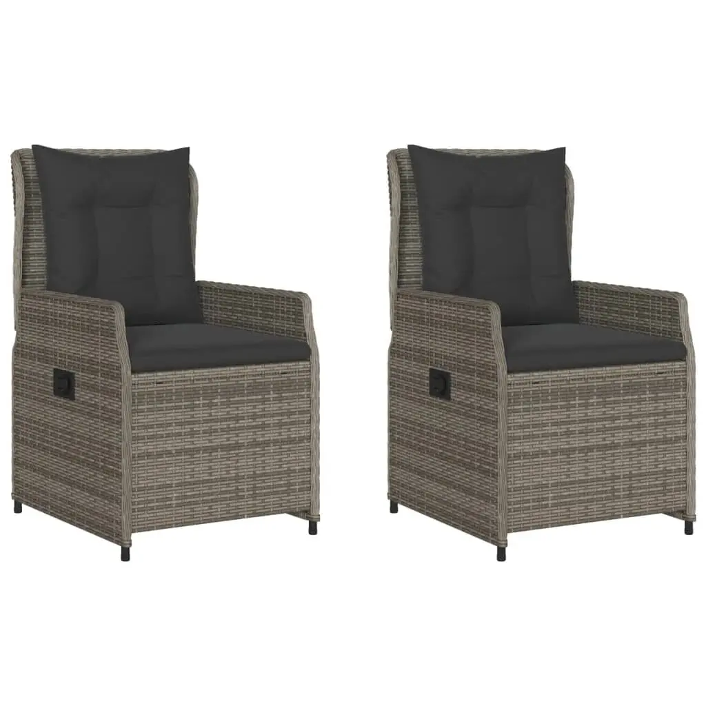 Reclining Patio Chairs 2 pcs Gray Poly Rattan Outdoor Furniture