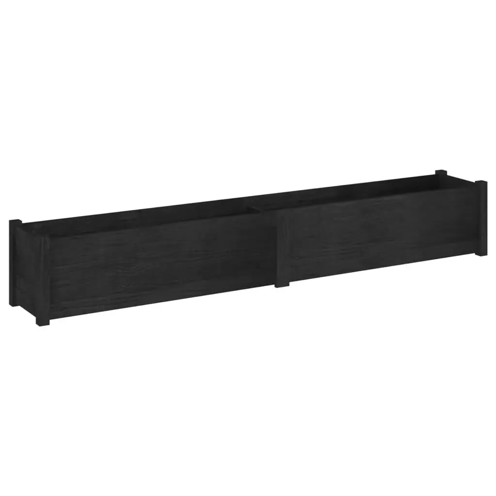 Garden Planter Black 78.7x12.2x12.2 Inches Solid Wood Pine Long Rectangular Pot