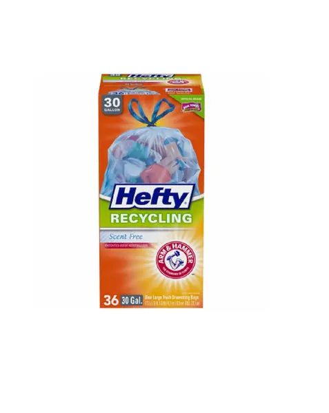 Hefty Recycling Large Trash Drawstring Bags Blue 30-Gal 36-Count