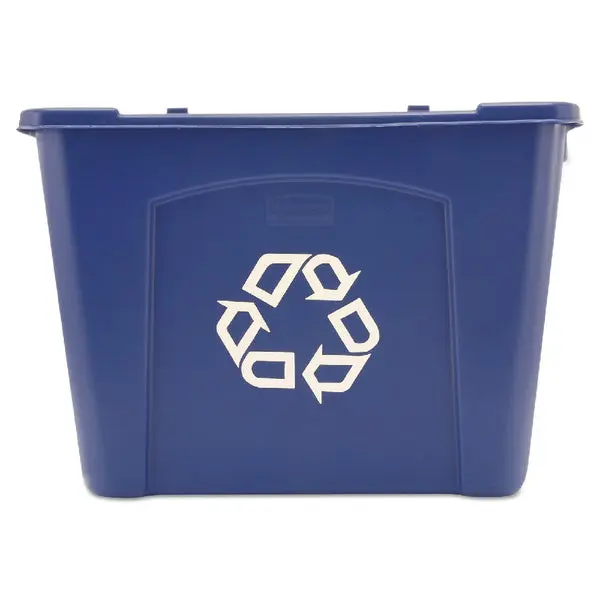 Rubbermaid Commercial 5714-73-BLUE Stackable Recycling Box 14 Gallon Blue - Office and Home Recycling Bin