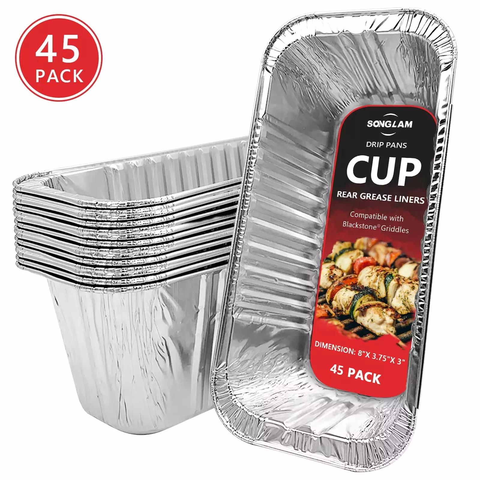 SONGLAM 45-Pack Grease Cup Liners Rear Grease Blackstone Griddles 2