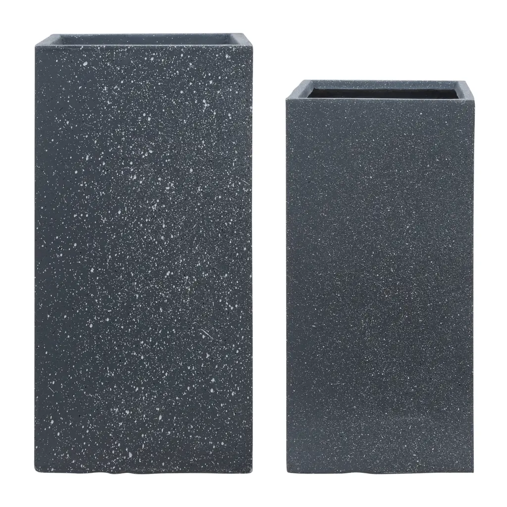 Resin Square Nested Planters Dark Gray Polyresin 11-13 Inch Indoor Outdoor Garden Decor homedecoraccessories