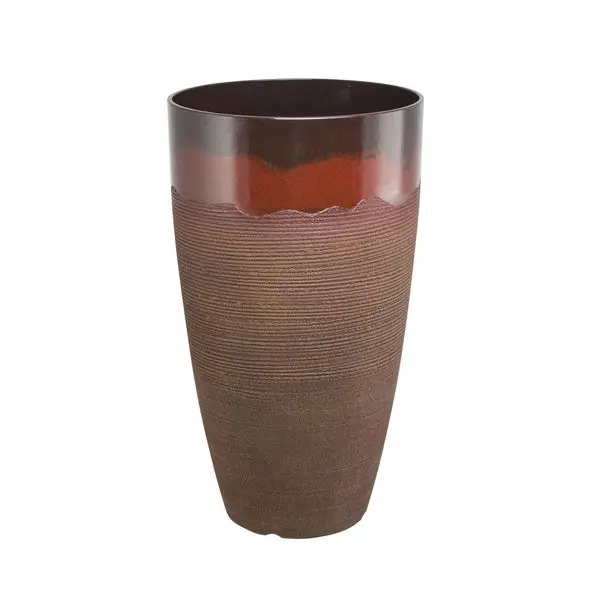 Landscapers Select PT-S065 Tall Round West Virginia Resin Planter Red Decorative Pot