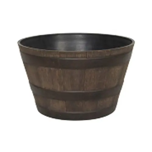 Southern Patio HDR-005063 High Density Resin Whiskey Barrel Planter 15.5 Inch Flowers and Plants