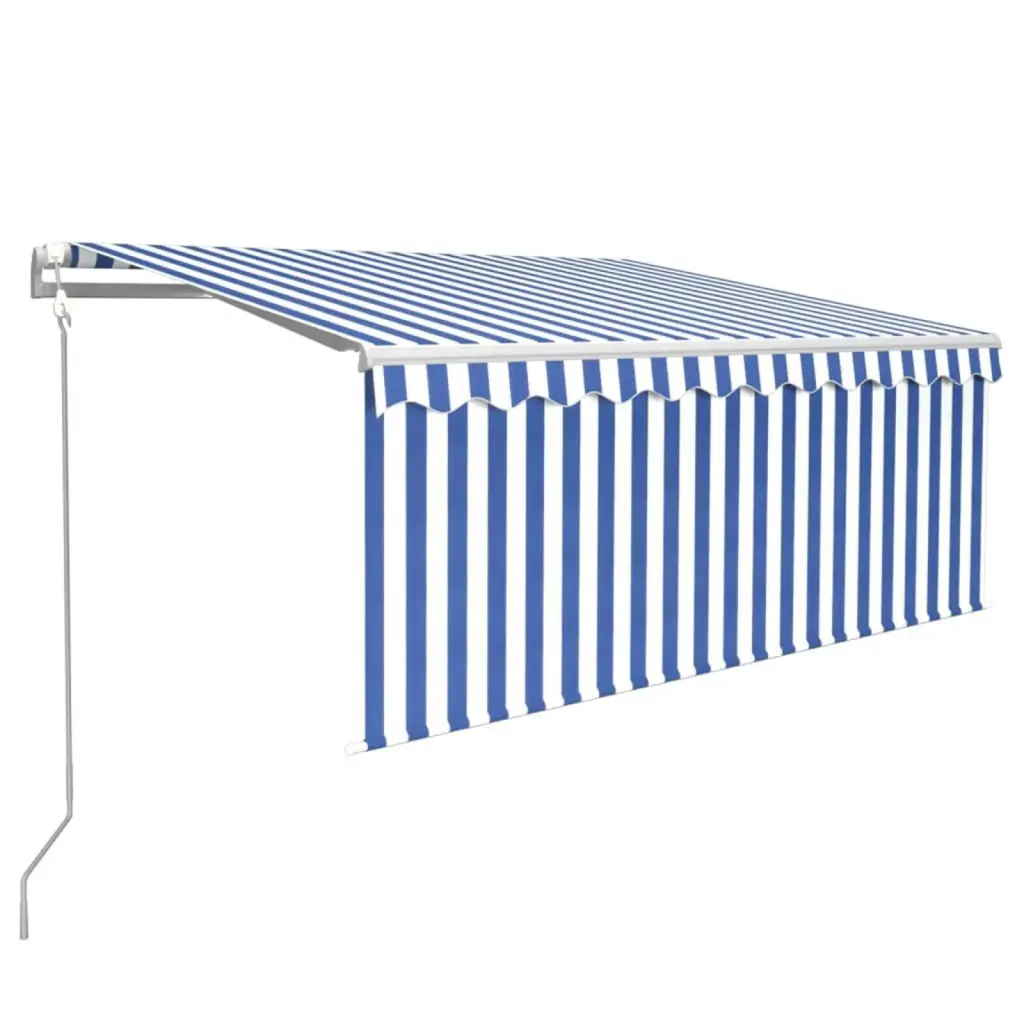 Automatic Retractable Awning Blind 9.8x8.2 Feet Blue & White - Smart Sunshade