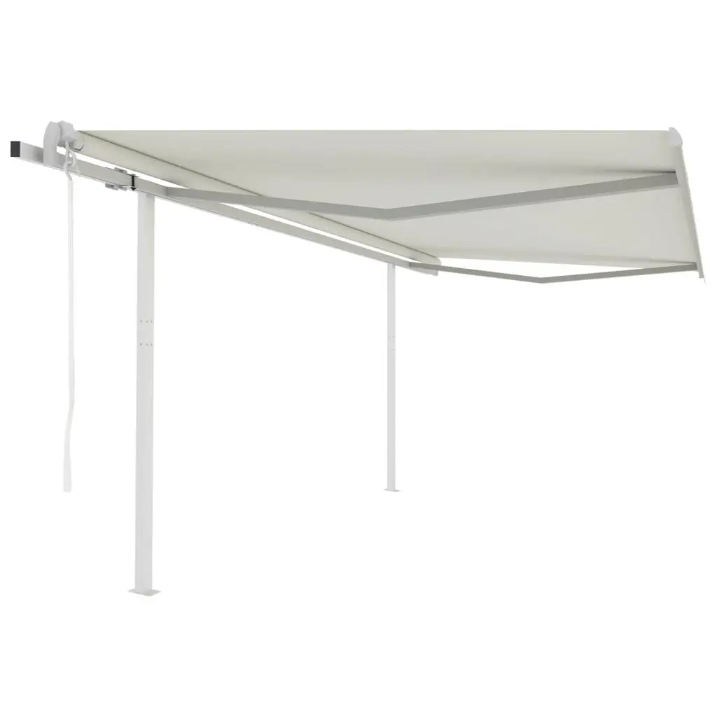 Automatic Retractable Awning Posts 13.1'x9.8' Cream Outdoor Patio Sun Shelter