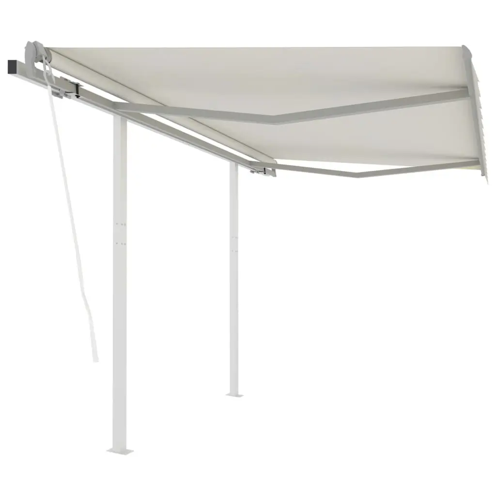 Automatic Retractable Awning Posts 9.8'x8.2' Cream Outdoor Patio Sun Shade