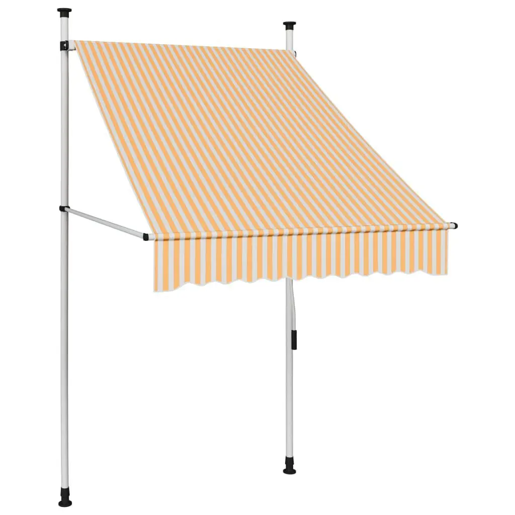 Manual Retractable Awning 39.4 Inches Orange and White Stripes Outdoor Shade