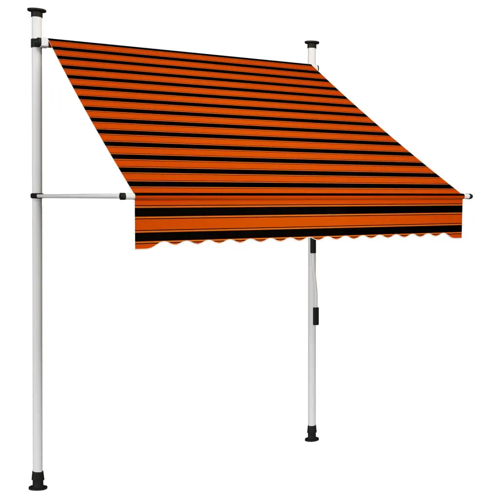 Manual Retractable Awning 59.1 Inches Orange and Brown Outdoor Canopy