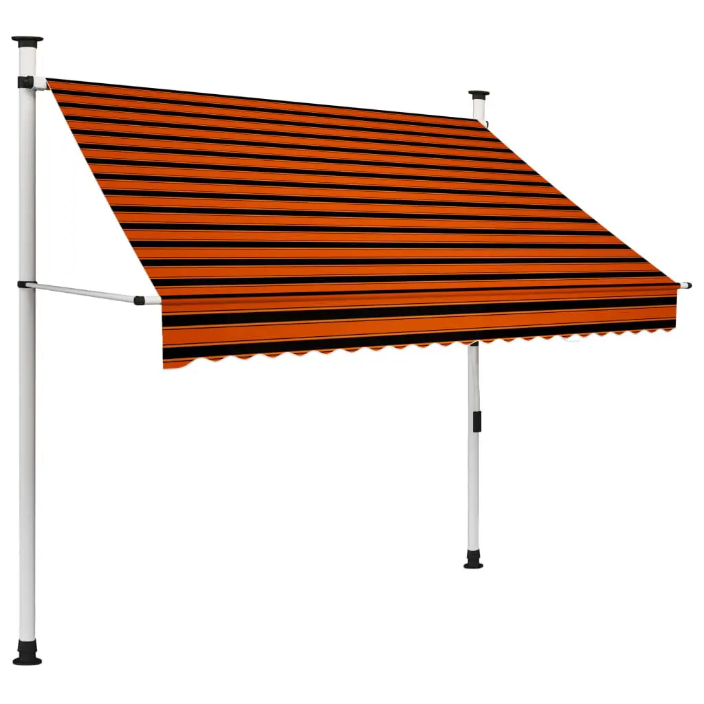 Manual Retractable Awning 78.7 Inches Orange and Brown Sun Shade Canopy