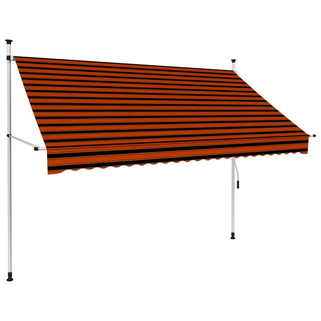 Manual Retractable Awning 98.4 Inches Orange and Brown Outdoor Shade