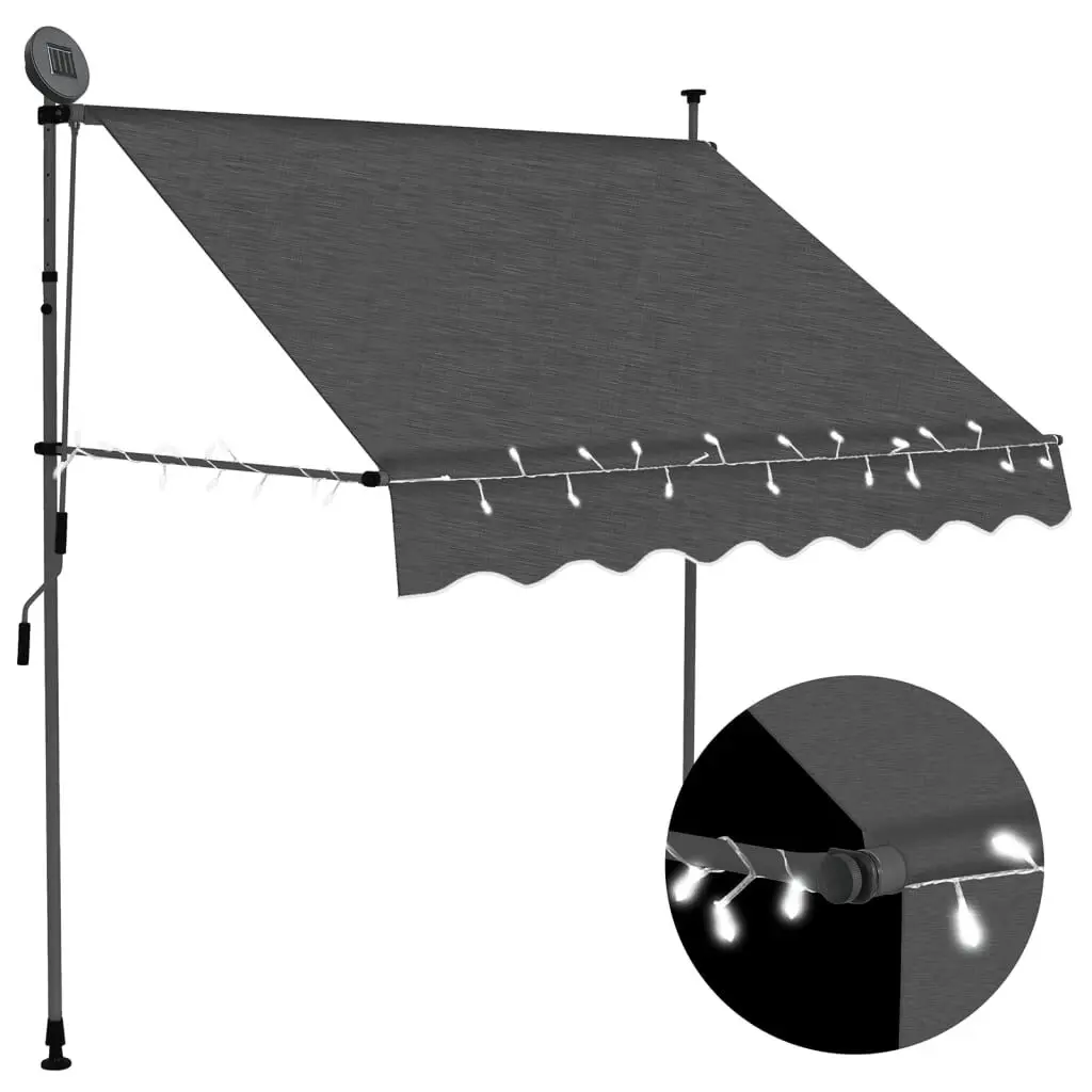 Manual Retractable Awning LED 78.7 Inches Anthracite Outdoor Patio Shade