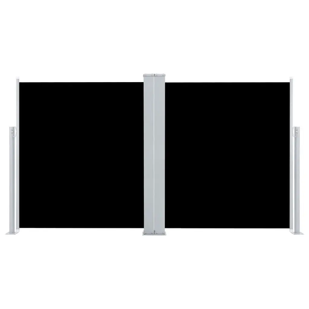 Patio Retractable Double Side Awning 66.9x236.2 Inches Black Sun Shade
