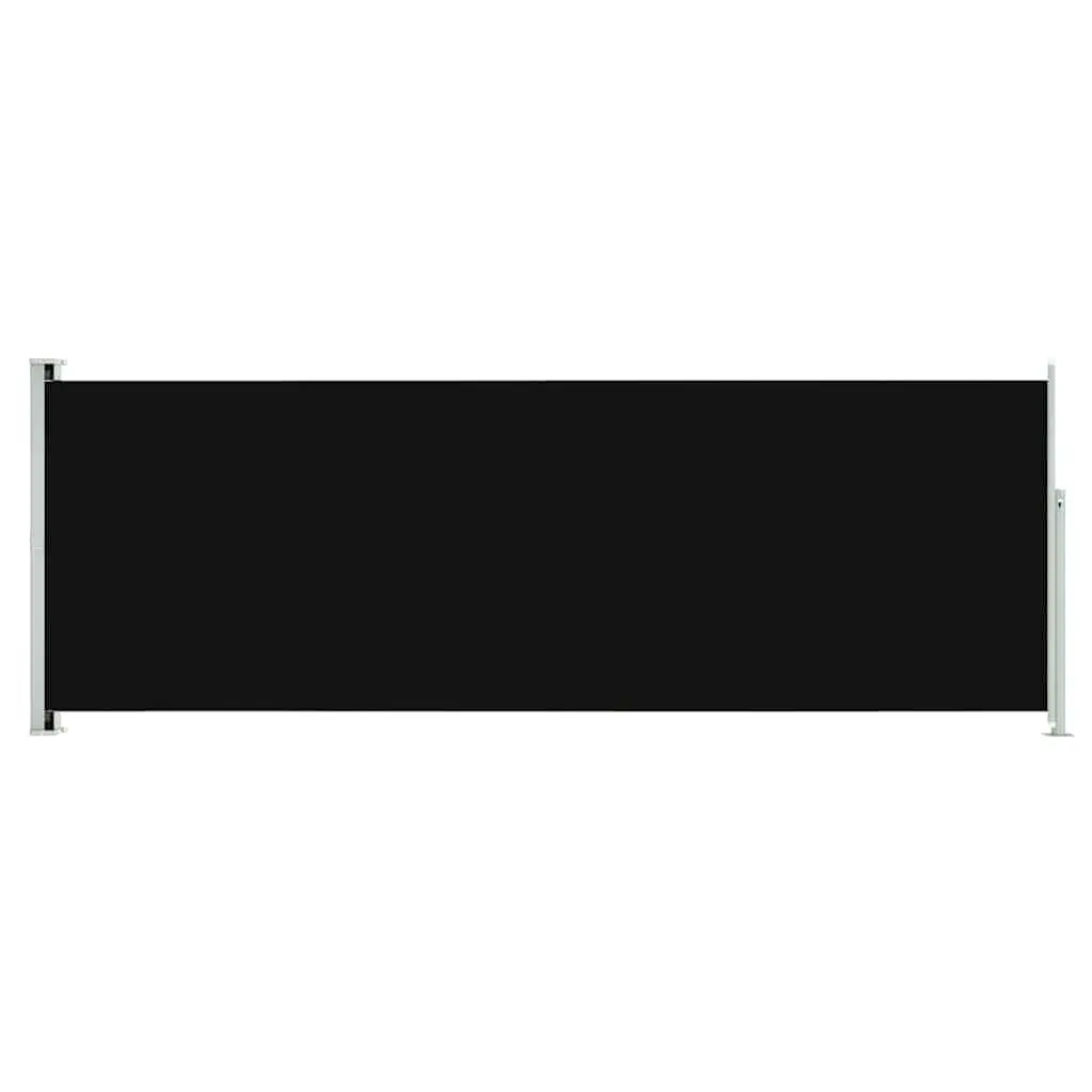 Patio Retractable Side Awning 86.6x236.2 Inches Black Outdoor Sun Protection