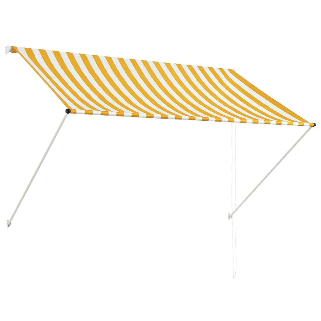 Retractable Awning 78.7x59.1 Inches Yellow and White Sun Shade Canopy