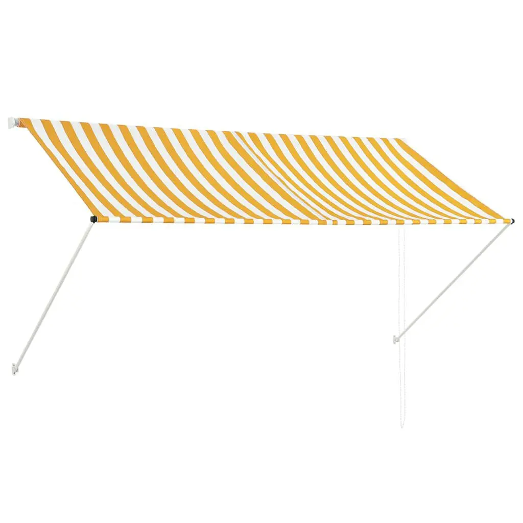 Retractable Awning 98.4x59.1 Inches Yellow and White Large Sun Shade