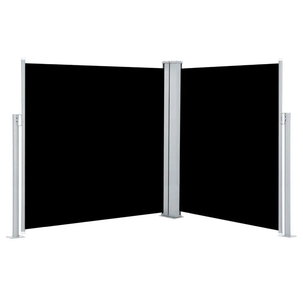 Retractable Side Awning Black 55.1x236.2 Inches Outdoor Sun Shade
