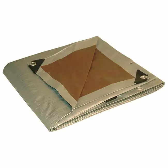 12 x 24 ft Heavy Duty Reversible Poly Tarp Brown Silver Waterproof UV Resistant TePee Supplies