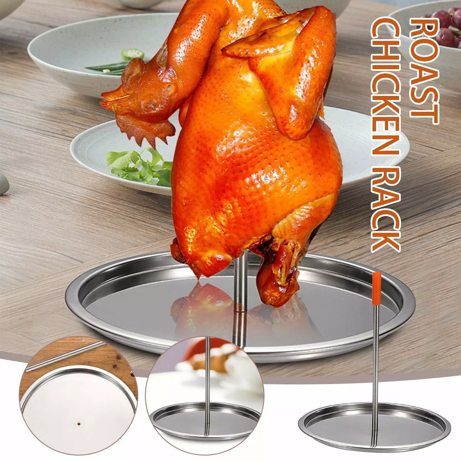 XOAIHY Stainless Steel BBQ Chicken Roaster Rack and Grill Pan Set Outdoor Camping Gas Grills and Ovens