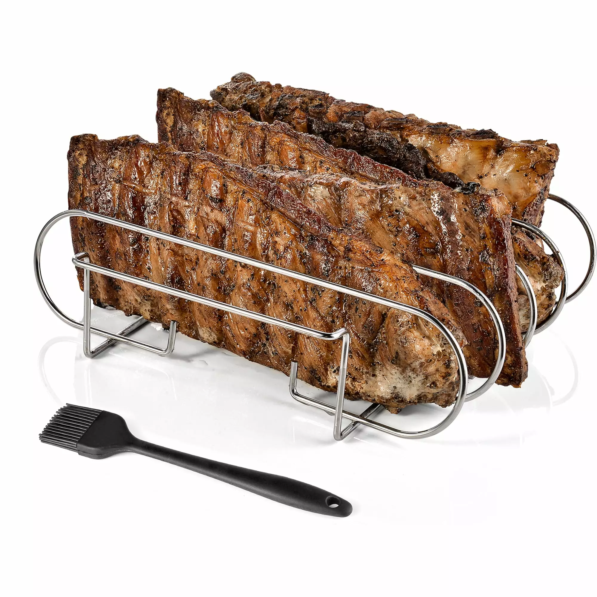 Stainless Steel Roasting Stand 5 Rib Racks Compatible Gas & Charcoal BBQs Outdoor Cooking One