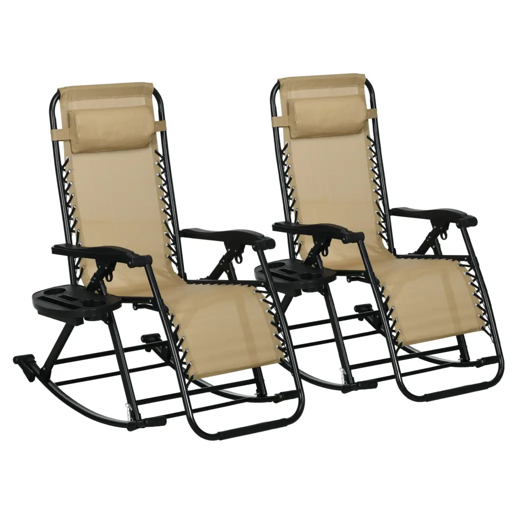 Outsunny 2 Piece Outdoor Rocking Chairs Collapsible Reclining Zero Gravity Chairs aosom business