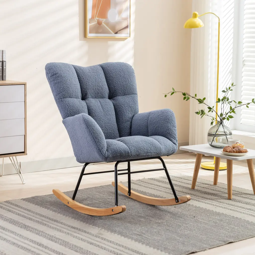 050 Teddy Material Rocking Glider Nursery Chair Living Room Indoor Comfort dg collection